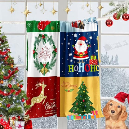 Christmas Blanket Santa Claus Deer Flannel Throw Blanket Soft Plush Snowman Blanket for Couch Sofa Bed Christmas Home Decor 50x60”