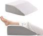 Bedluxe Leg Pillow, 8inch Leg Elevating Pillow for After Surgery, Blood Circulation, Leg Wedge Pillow for Side Sleeping, Leg Rest for Swelling, Cooling Gel Memory Foam Top, White/Grey