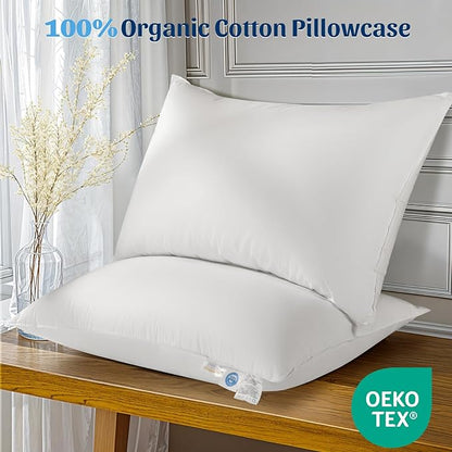 Hungarian White Goose Down Pillows King Size 80% Goose Down 20% Goose Feather 1050 Fill Power with 100% Cotton Shell Plush Bed Pillows (20"X36", Pack of 1)