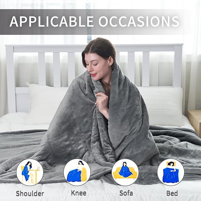 Heated Electric Blanket 62"x84" Twin Size Thickened Flannel and Sherpa with 6 Heating Levels & 10 Hours Auto-Off Overheating Protection-Light Gray