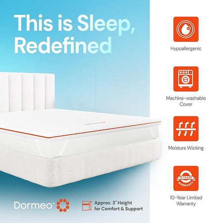 Dormeo Premium California King Cooling Mattress Topper - 3-Zone OctaspringⓇ Technology for Optimal Back Support, Anti-Slip Bottom