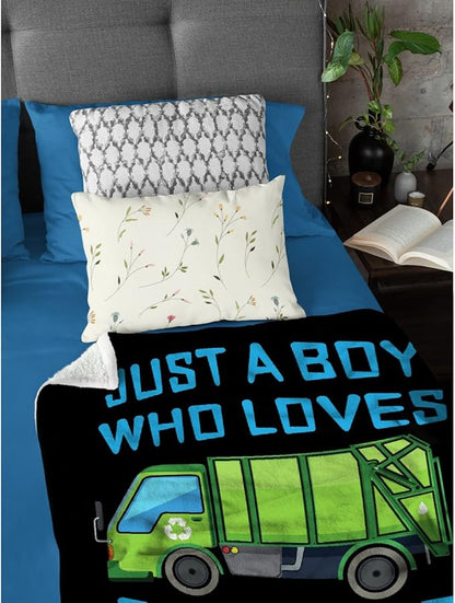 Boy Who Loves Garbage Trucks Blanket Soft Blankets and Throws Flannel Cozy Lightweight Quilt Gift Perfect for Bed Sofa Couch-40 x30 Extra Small for Pets