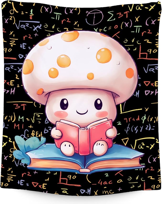 Girls Blankets - Mushroom Blanket Gifts - 40x50 Inch Cute Cozy Soft Flannel Reading Throw for Couch, Office