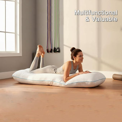 VVZ Body Pillow for Adults,Shredded Memory Foam Pillows for Side Sleeping, Pregnant Women, Luxury Cool Adjustable Firm Long Pillow for Bed, Big Large Full Body Pillow for Sleeping,20x54 Inch, White