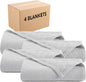 Arkwright Basket Weave Queen Blanket - Case of 4-100% Ringspun Cotton All Season Blankets, Luxury Hotel Quality, Soft on Skin, Breathable, 300 GSM for Bed, Sofa, and Chair, 90 X 90 in, Grey