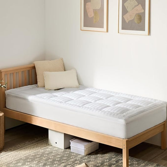 Pillow Top Thick Mattress Topper Twin XL for College Dorm Room Essentials, 100% Breathable Cotton Cover Bed Protector with 8-22" Deep Pocket (39 x 80 Inches, White)