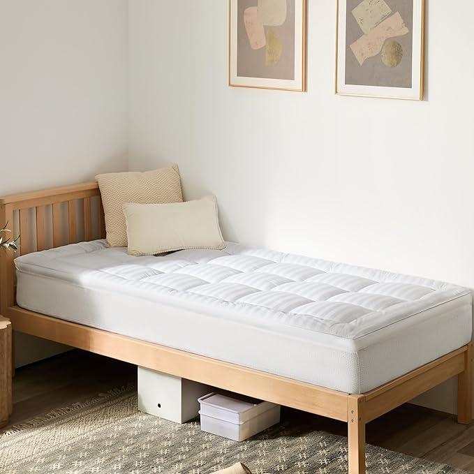 Cooling Breathable Twin Size Thick Mattress Topper, Premium Cotton Mattress Pad for Kids, Machine Washable (39 x 75 Inches, White)