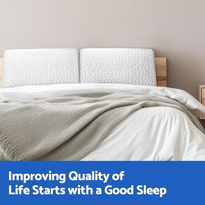 Memory Foam Pillows for Sleeping, Bed Pillow with Removable and Machine Washable Cover, Bed Pillow for Side, Back and Stomach Sleepers, Queen Size (2 Pack)