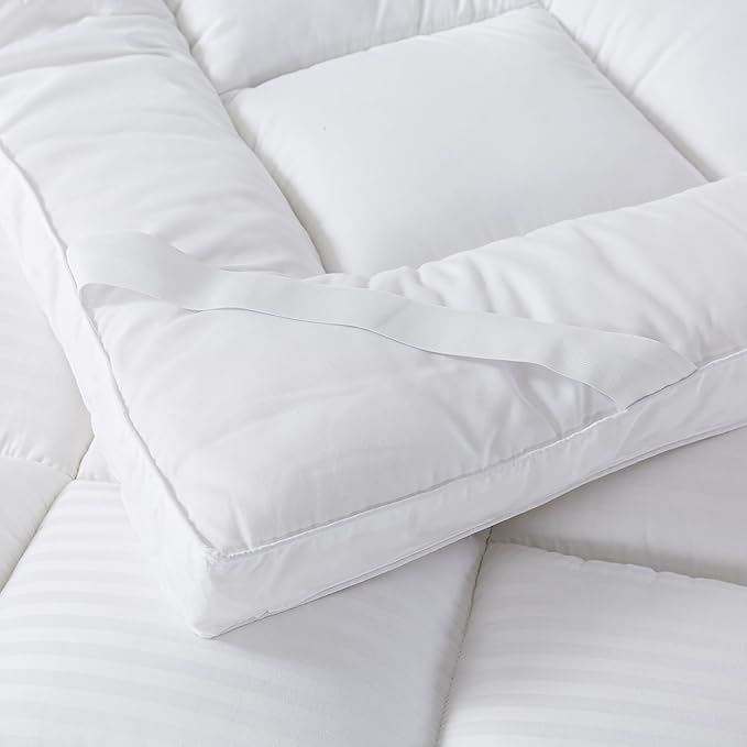Breathable Mattress Topper, Soft Plush Twin Mattress Pad, Extra Thick Quilted Pillow Top with Fluffy Down Alternative Fill and 400TC Cotton Cover for Back Pain Relief and Support(White,39"x75")