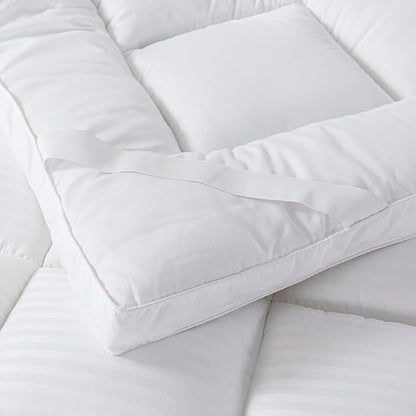 Breathable Mattress Topper, Soft Plush Twin Mattress Pad, Extra Thick Quilted Pillow Top with Fluffy Down Alternative Fill and 400TC Cotton Cover for Back Pain Relief and Support(White,39"x75")