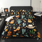 Western Cowboy Hats Musical Guitar Comforter 3Pcs Twin Wild Cactus Flowers Bedding Set for Kid Teen Girl Boy Adult Nature Botanical Floral Quilt Bed Decor with 1 Comforter and 2 Pillowcases