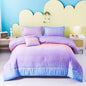 URBONUR Girls Comforter Set Full Size Gradient Purple Orange Moon Star Print Bedding Comforter with Sheets Set 6 Pcs Bed in A Bag (Comforter, Flat Sheet, Fitted Sheet, Pillowcases and Cushion Cover)