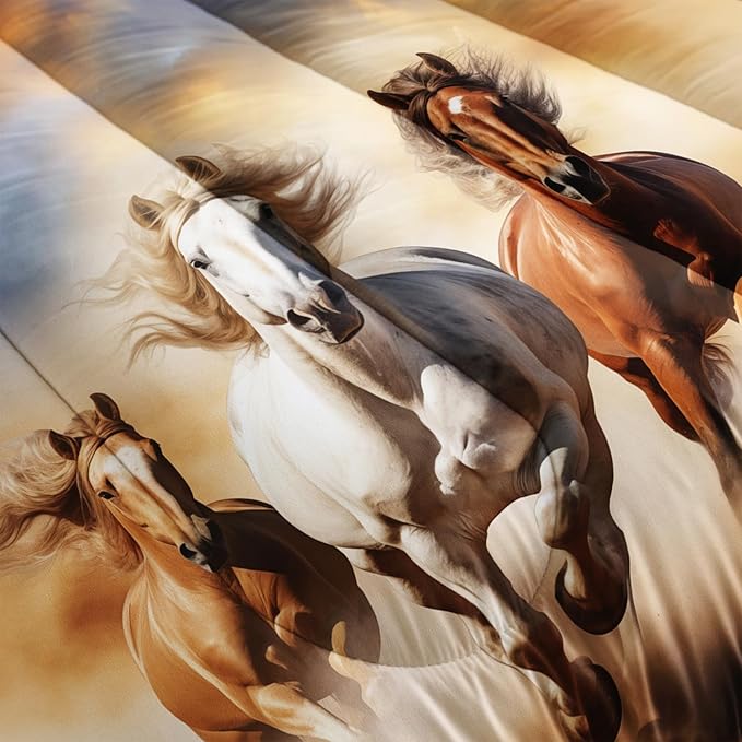 Pentium Horse Print Bedding Comforter Set Queen Size for Teens,Farm Animal Pattern Bedding Set for Boys Girls Room Horse Decor,Desert Theme Bedding Set with 2 Pillowcases.