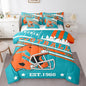 Erosebridal Queen Kids Comforter for Sports Fans Football City Bedding Sets, 7Pcs Sports Helmets Rugby Decor Comforter + Flat Sheet + Fitted Sheet + 2 Pillowcases + 2 Throw Pillow Covers
