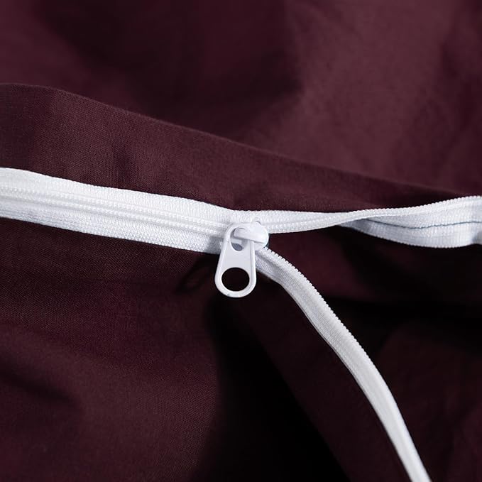 NEXHOME PRO Oversized King Duvet Cover Set – 100% Certified Organic Cotton with Washed Feel & Linen-Like Texture, Comfortable & Breathable, Home Bedding Set Burgundy (No Comforter) 12098N