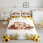 Watercolor Otter Kids Comforter Set Full Size 3 Pcs Yellow Sunflowers Green Leaves Rustic Bedding Set for Boys Girls Teens Cute Cartoon Wild Animals Microfiber Duvet Set with 2 Pillowcases