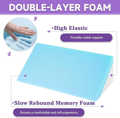 Small Wedge Pillow, Small Wedge Pillow for Sleeping, Foam Wedge for Yoga, Laptop, Memory Foam Positioning, Foam Pillow for Chair, Provide Support and Relieve Fatigue(White-17.7")