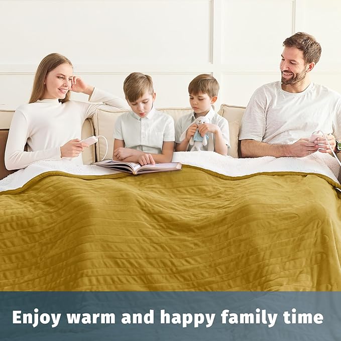 Heated Electric Blanket Queen Size - 84" x 90" Heating Blanket with Dual Control, 10 Heating Levels & 8 Hours Auto Off, Soft Warm Flannel Blanket, Christmas Birthday Gifts for Senior Grandma