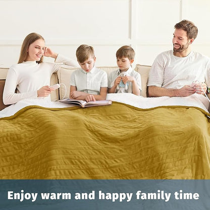 Heated Electric Blanket Queen Size - 84" x 90" Heating Blanket with Dual Control, 10 Heating Levels & 8 Hours Auto Off, Soft Warm Flannel Blanket, Christmas Birthday Gifts for Senior Grandma