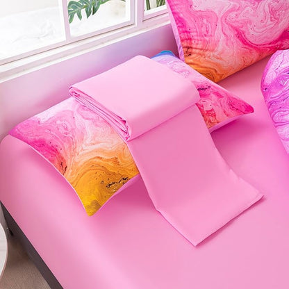 4Pcs Tie Dye Full Size Comforter Set for Girls Kids, Colorful Girls Bedding Set Full, Soft Kids Bed in A Bag (1 Comforter, 1 Flat Sheet, 2 Pillowcases)