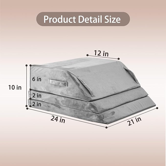 Wedge Pillow for Sleeping, Bed Wedge Pillow for After Surgery 3-Height Memory Foam Leg Elevation Pillow for Swelling Back Pain Relief Sciatica Knee Ankle Pain Bed Support Legs 6"-10”