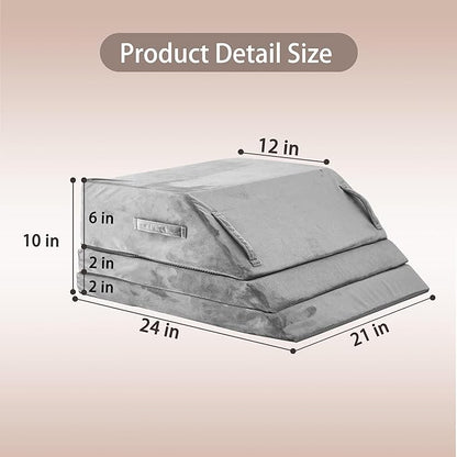 Wedge Pillow for Sleeping, Bed Wedge Pillow for After Surgery 3-Height Memory Foam Leg Elevation Pillow for Swelling Back Pain Relief Sciatica Knee Ankle Pain Bed Support Legs 6"-10”