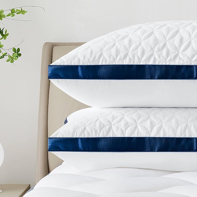 Pillows Queen Size Set of 2, Cooling Pillow Hotel Luxury Queen Bed Pillows 2 Pack for Back, Stomach or Side Sleeper, Fluffy Pillow with Down Alternative for Sleeping, Machine Washable