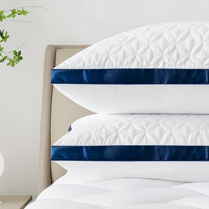 Pillows Queen Size Set of 2, Cooling Pillow Hotel Luxury Queen Bed Pillows 2 Pack for Back, Stomach or Side Sleeper, Fluffy Pillow with Down Alternative for Sleeping, Machine Washable