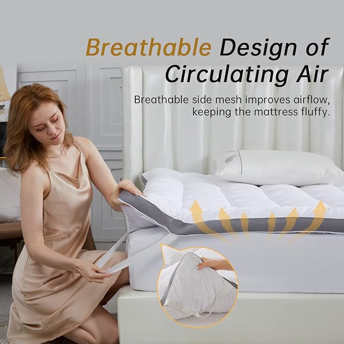 SAPHREAS 3 Inch Foam Mattress Topper Full Size, Extra Soft Pillow Top Mattress Pad with Breathable Air Mesh Sides, Back Pain Relief, Fluffy Shredded Foam Filled