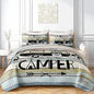 HOSIMA Vintage Camper Queen Size Quilt,Lightweight Bedding Set for Adults,Camping Travel Trailer Printed Quilt for Camper Decor,Happy Camping Themed Bedding with 2 Pillowcases.