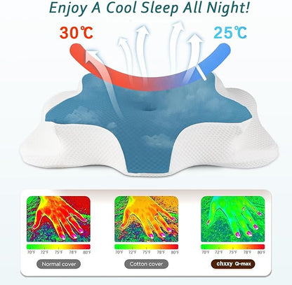 Cervical Neck Pillow for Pain Relief Sleeping, Contour Memory Foam Pillow, Ergonomic Side Sleeper Pillow for Adults, Cooling Orthopedic Neck Support Pillow for Back Stomach Sleepers