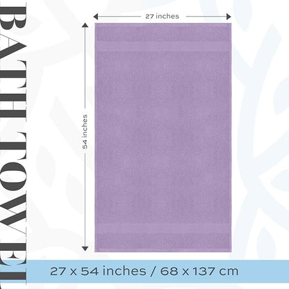 White Classic Luxury Bath Towels Set of 4 Large - 700 GSM Cotton Ultra Soft Bath Towels 27x54 | Highly Absorbent and Quick Dry | Hotel Towels for Bathroom Luxury, Plush Shower Towels, Lavender