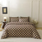 Wellboo Brown Plaid Comforter Sets Twin Size Dark Brown and Cream Coffee Checkerboard Grid Bedding Comforters Cotton Women Men Modern Taupe Checkered Geometric Quilts Soft Luxury Brown Abstract Bed