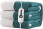 Electric Heated Blanket Twin Size 62"x84" - Dual-Sided with Microplush & Sherpa Fabric, 4 Heat Settings & 10 Hours Auto Off, Machine Washable - Teal Green