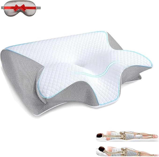 2026 Upgrade Ergonomic Cervical Memory Foam Pillow,Cervical Pillow for Sleep Apnea for Side, Back & Stomach Sleepers – Breathable Contour Support, Soft Removable Washable Cover (Gray)