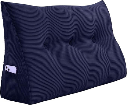 WOWMAX Triangular Headboard Pillow Twin Bed Wedge Pillow for Headboard Large Bolster Pillow for Bed Wedge Pillow Headboard Daybed Pillows with Removable Cover, Corduroy(100% Cotton)