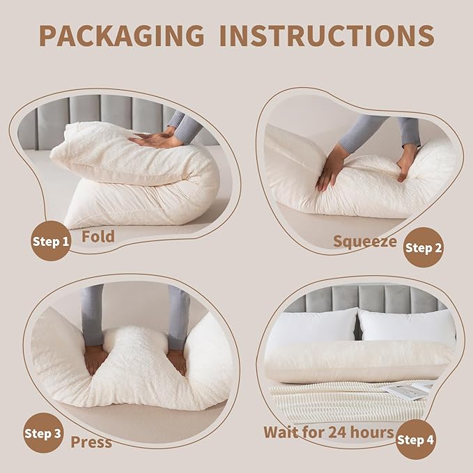 WhatsBedding Memory Foam Body Pillow with Plush Fuzzy Cover, Full Body Pillow for Adults, Long Pillow for Sleeping, Soft Pillow Fluffy Supportive