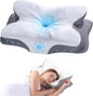Cervical Neck Pillow - Memory Foam Pillow for Neck Support and Pain Relief, Ergonomic Contour Pillow for Side Back and Stomach Sleepers, Soft and Cooling Ice Silk Washable Pillowcase