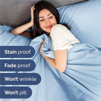 King 6 Piece Sheet Set - Comfy Breathable & Cooling - Ultra-Soft Hotel Luxury Bedding Set with 8-16 Inch Deep Pockets - 1 Flat & 1 Fitted Sheet & 4 Pillowcases - Wrinkle Free & Easy Care - Baby Blue