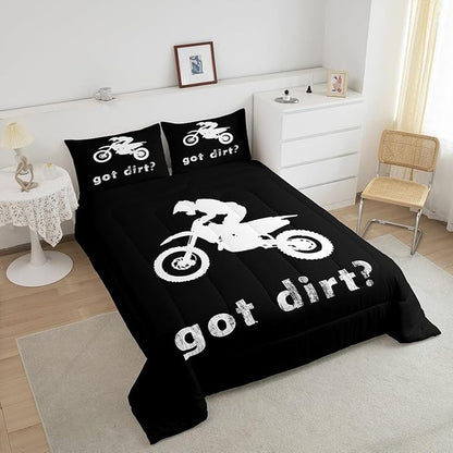 Feelyou Dirt Bike Bedding Set Boys Extreme Sports Comforter Set for Kids Boys Motocross Rider Comforter Cool Sports Quilt 1 Comforter Set with 2 Pillowcases King Size Boys