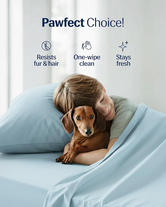 REST® Evercool®+ Starter Sheet Set, TwinXL Light Blue, Breathable Bed Sheets for Hot Sleeper and Night Sweats, with Pillowcases, Ionic+ Self-Cleaning Silver Yarn for Sensitive Skin, 3PCS No Flat Sheet