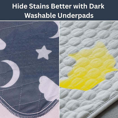 Retrona® Washable Underpads 34" x 52" Pack of 4 Heavy Absorbency Reusable Bedwetting Incontinence Pads for Adults, Kids, & Pets - Waterproof Protective Pad for Bed, Couch, Sofa, Floor (4 Pack - 34x52)