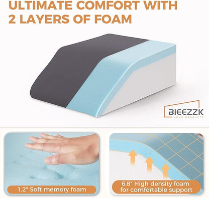 Leg Pillow Elevation Blood Circulation, Leg Elevation Pillows for After Surgery, Swelling, Leg Elevating Pillows with Cover and Handle, Leg Pillow for Pain Relief, 23.6×16.8×8Inch, Velvet Grey