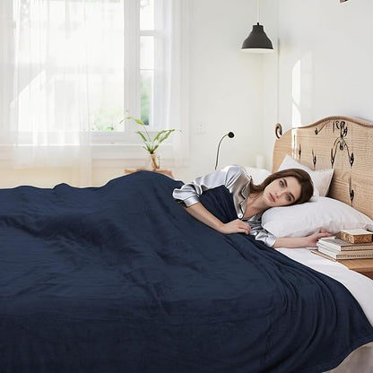 Electric Heated Blanket 72"x84" Full Size Microplush Cover Blanket, 5 Heat Settings & 10 Hours Auto Off, Cozy & Warm for All Night, Machine Washable, Dark Blue