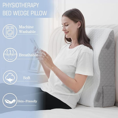 2PCS Bed Wedge Pillow for Sleeping, 7-in-1 Adjustable Memory Foam Wedge Pillow for Acid Reflux, 2-in-1 Incline Wedge Pillow for After Surgery, Snoring, Back Pain