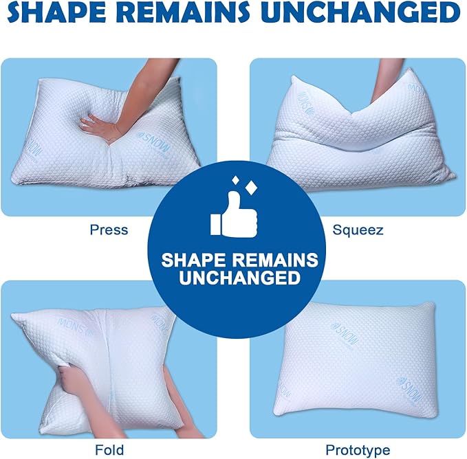 Cooling Pillows King Size Set of 2 - Shredded Memory Foam Cold Pillows That Stay Cold Soft Pillow for Sleeping, Adjustable Bed Pillow for Side, Back, and Stomach Sleepers
