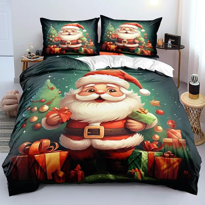 Christmas Duvet Cover Bedding Sets King Size for Kids Girls Teens, Christmas Petal Country Bedding Décor, 1 Duvet Cover and 2 Pillow Shams - 104x90 inches