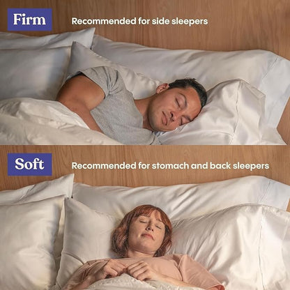 FluffCo Zen Fluff™ Down King Pillow with 600 Fill Power White Duck Down Stomach Sleeper Pillows - Luxury Hotel Quality 300 Thread Count - 100% Cotton Feather Pillows (Soft King Size 1 Pack)