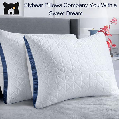 Pillows Standard Size Set of 2 Cooling Hotel Luxury Bed Pillows for Sleeping 2 Pack, Supportive Breathable Down Alternative Gusset Standard Pillow for Back Stomach or Side Sleepers