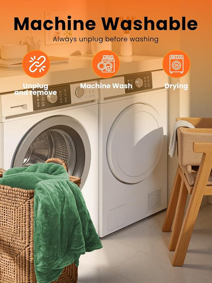 Electric Heated Blanket Throw, Ultra‑Cozy Premium Flannel & Sherpa, Even Heat Distribution & Stable Temp, 1–8H Auto‑Off, 8 Temps (86–125.6°F), Overheat Protection, Ideal Gifts for Grandma